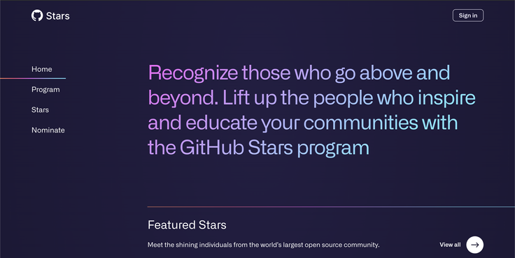 Github Stars homepage